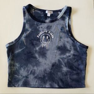 ❌SOLD❌ Y2K Acid Wash/ Tye-dye Positive Vibes Baby Tee